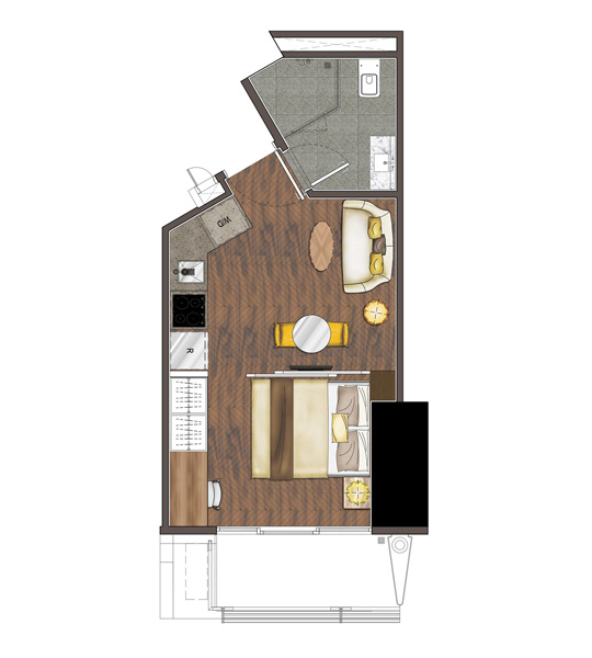 rise makati 1 BED ROOM 31.64㎡　kitchen core type